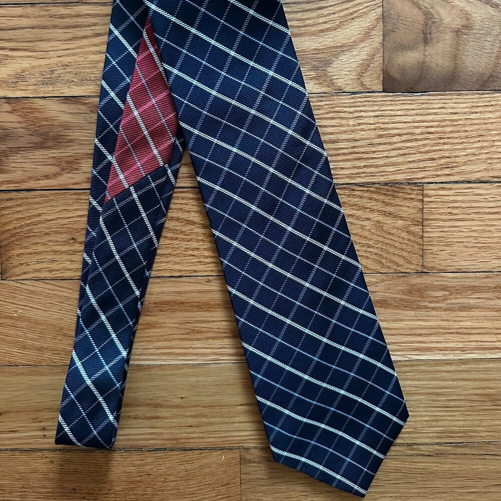 VINTAGE Tommy Hilfiger 100% Silk Tie - EUC, Blue/White Crosshatch